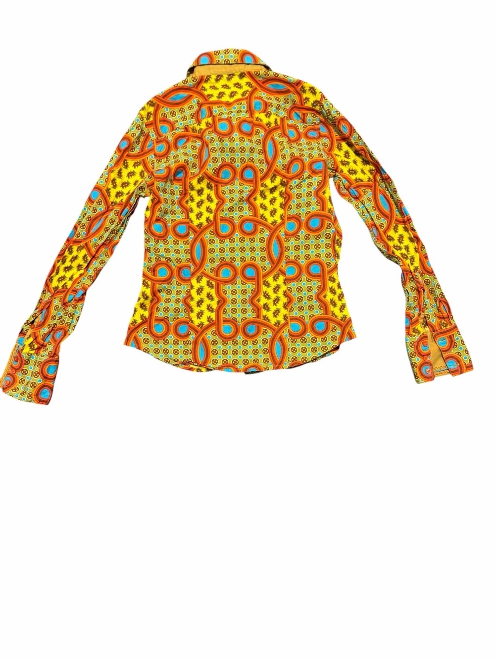 Robert Graham Yellow Multi Printed Button-Down Shirt, pre-owned,SZ small - Picture 9 of 15